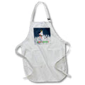 Apron - Image of Girl Ice Skate With Dog Against Dark Blue Sky Merry Christmas lens Art by Florene - Christmas