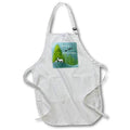 Apron - Image of Aqua Sky Green Trees And White Deer With Santa Sleigh lens Art by Florene - Christmas