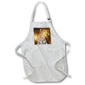 Apron - Image of Joyeux Noel with White Tree And Snowflakes On Satiny Gold lens Art by Florene - Christmas