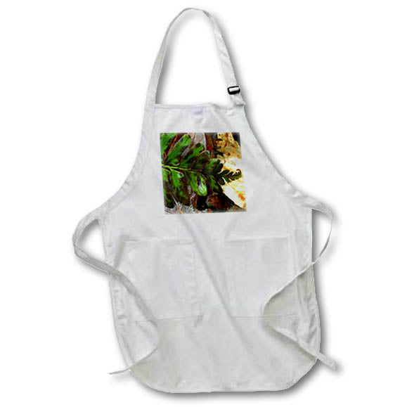 Apron - Macro photograph of a fern leaf laying on top of autumn leaves. Stamp City - plant