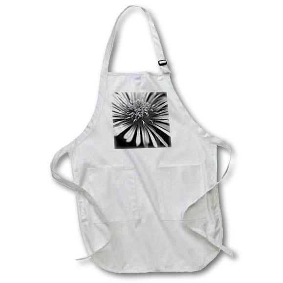 Apron - Black and white macro photo of the center of an ice plant flower. Stamp City - flowers - black and white
