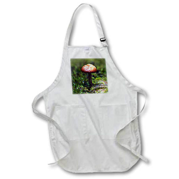 Apron - A macro photograph of a mushroom growing in moss. Stamp City - nature
