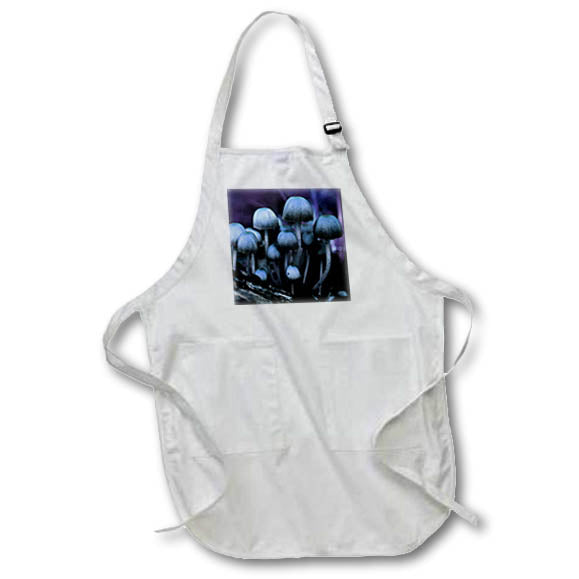 Apron - Abstract photo of coprinellus micaceus mushrooms in blue and purple. Stamp City - nature