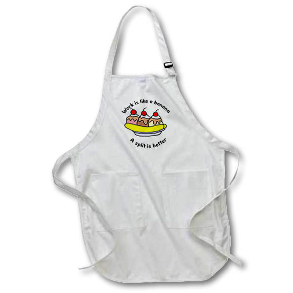 Apron - Funny Work is like a Banana, a split is better job satire cartoon Funny