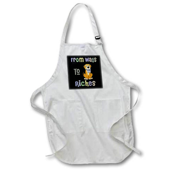 Apron - Cute Funny Rescue Dog with Lottery Ticket From Wags to Riches Pun Pets