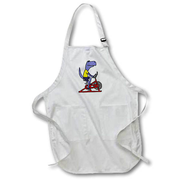 Apron - Funny Cute Trex Dinosaur on Spin Cycle Spin Class Indoor Cycling Bike Sports and Hobbies