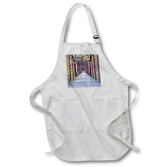 Apron - Structural photography features old railroad trestle in autumn with leaves Designs - Photography