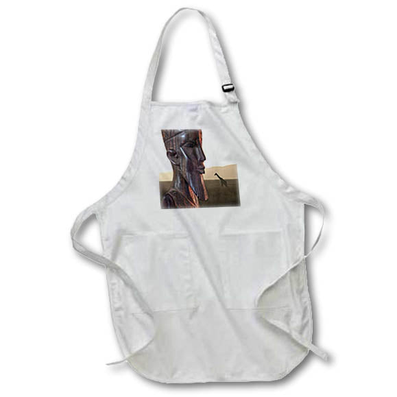 Apron - African plains themed collage artwork with nomad character and giraffe. Designs - Characters