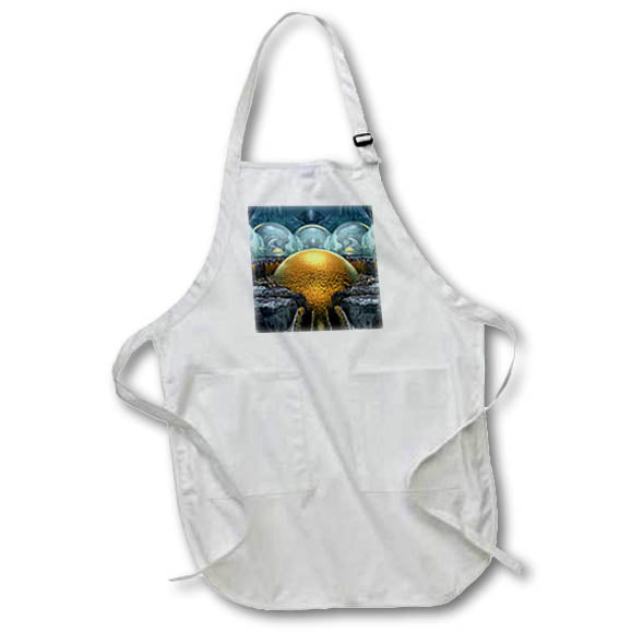 Apron - Unusual three dimensional science fiction digital artwork of golden sphere Designs - Science Fiction
