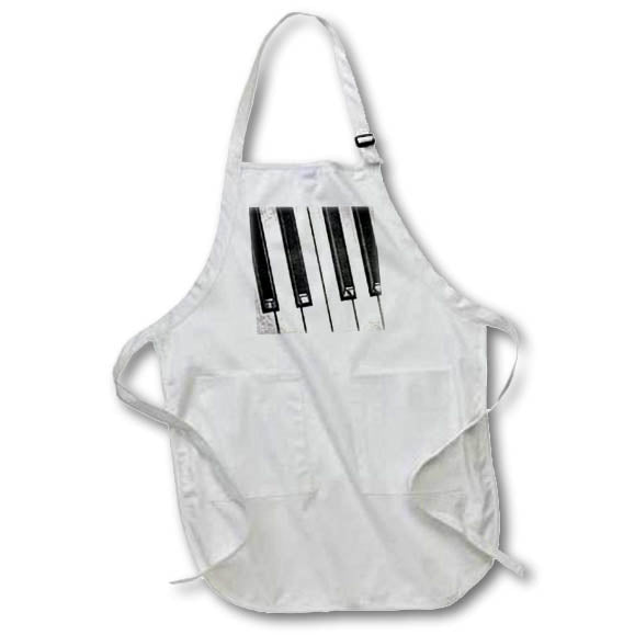 Apron - Digitally stylized close up photograph of black and white piano keys. Designs - Photography