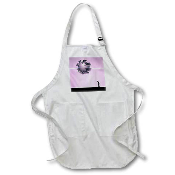 Apron - Mysterious alien spaceship hovers above earth, with woman pointing Designs - Surreal