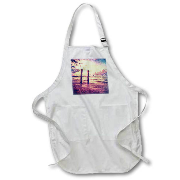 Apron - Sketchy digital painting based on photograph of pylons on ocean beach Designs - Cities And Structures