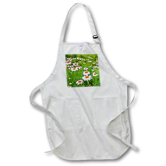 Apron - Fun Artistic Bright and Colorful White Garden Daisies Acrylic Painting - Daisies