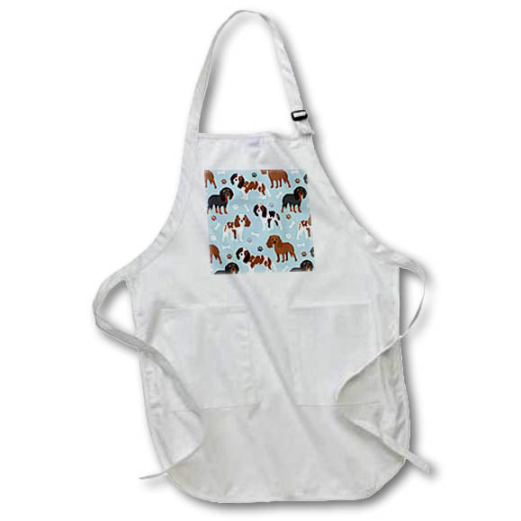 Apron - Cavalier King Charles Spaniel Pattern Blue Designs Dogs