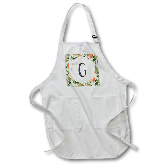 Apron - G - Orange Blossom Mint Monograms Designs Monogram Collection