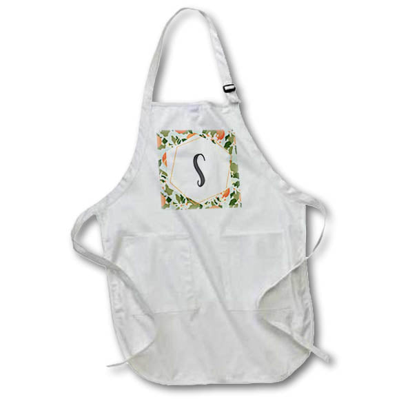 Apron - S - Orange Blossom Mint Monograms Designs Monogram Collection