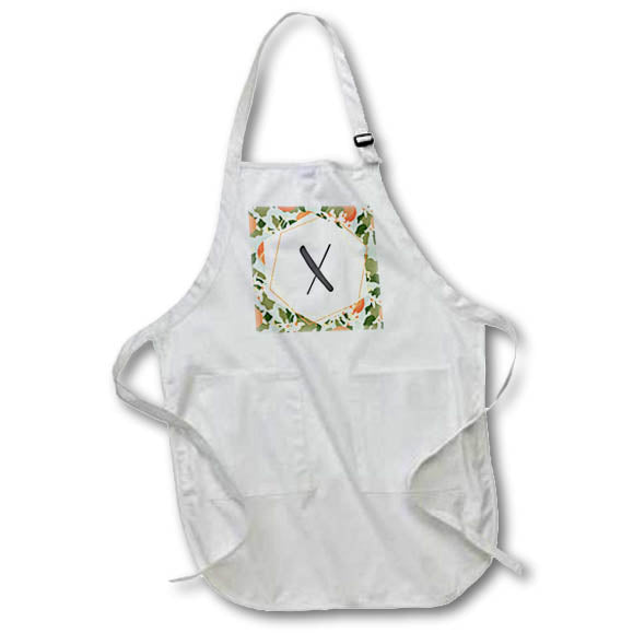 Apron - X - Orange Blossom Mint Monograms Designs Monogram Collection