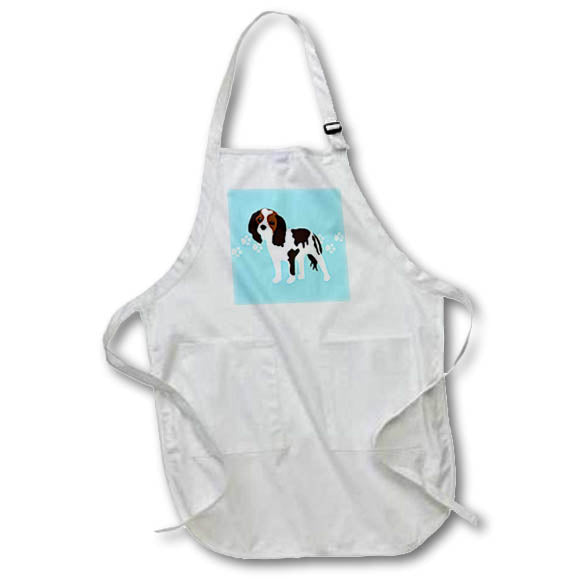 Apron - Cavalier King Charles Spaniel Tricolor on Blue Paw Print Designs Dogs