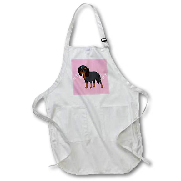 Apron - Cavalier King Charles Spaniel Black and Tan on Pink Paw Print Designs Dogs