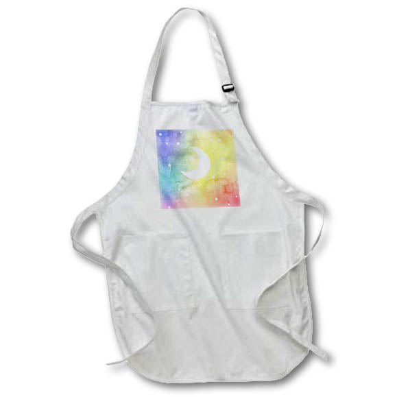 Apron - Moon and Stars Rainbow Watercolor Designs Prints and Patterns