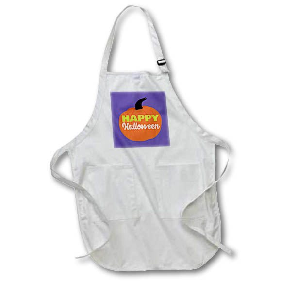 Apron - Happy Halloween Pumpkin Purple and Green Designs Halloween