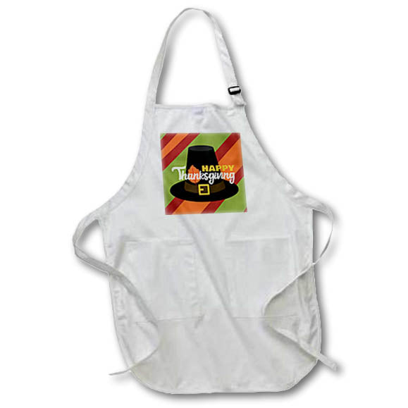 Apron - Happy Thanksgiving Pilgrim Hat Fall Leaves Designs Thanksgiving