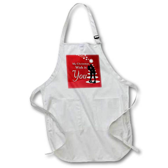 Apron - Image of Words My Christmas Gift Is You on Red Tree Background – Christmas