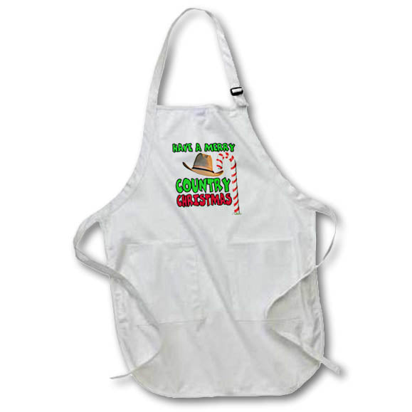 Apron - Image of Words Have A Merry Country Christmas with Cowboy Hat – Christmas