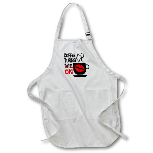 Apron - Image of Words Coffee Turns Me On with Black Coffee Cup – Coffee