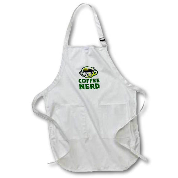 Apron - Image of Words Coffee Nerd with Green Cup And Glasses – Coffee