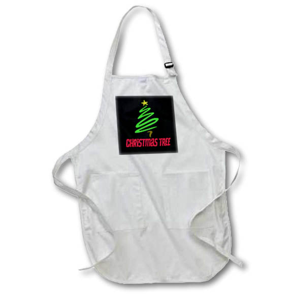Apron - Image of Words Christmas Tree on Black Background – Christmas