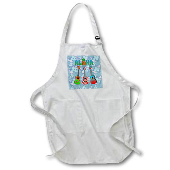 Apron - A tropical island Aloha with pineapple and island ukuleles. Creative Studios –Hawaii Islands Aloha