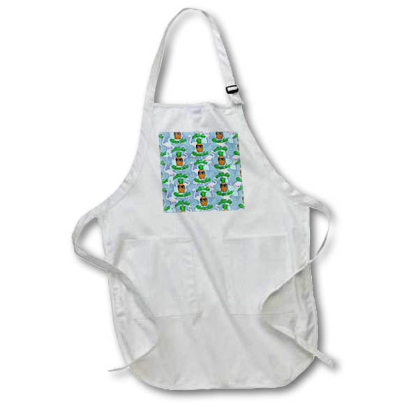 Apron - A island pineapple pattern, Aloha Beaches, on a pattern of flamingos. Creative Studios –Hawaii Islands Aloha