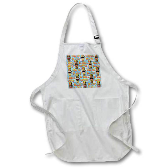Apron - A funny Hawaiian tiki pattern, Aloha Beaches, with flamingos. Creative Studios –Hawaii Islands Aloha