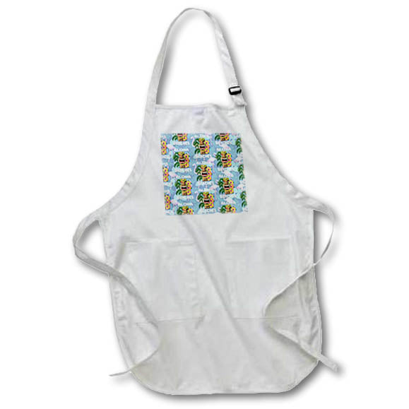 Apron - Aloha Beaches pattern of Hawaiian tiki statue and flamingos. Creative Studios –Hawaii Islands Aloha
