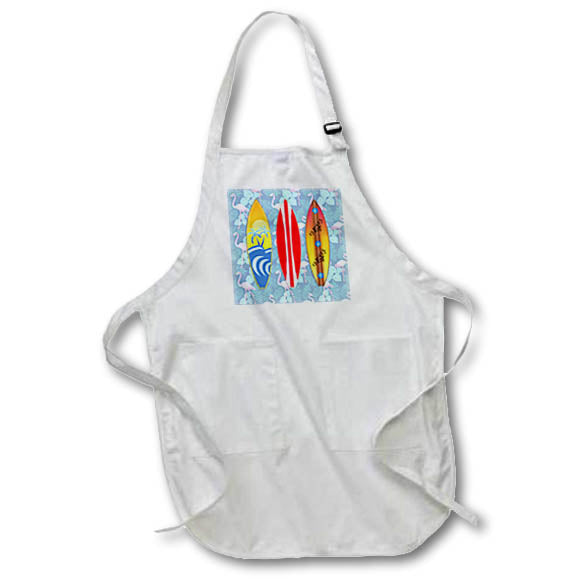 Apron - Classic surfboards with a tropical pink flamingo pattern. Creative Studios – Surfing Surfboards