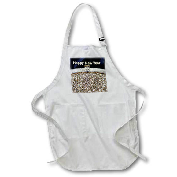 Apron - Image of Words Happy New Year With Silver Gold Glitter Party Bag lens Art by Florene - Happy New Year