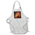 Apron - Image of Midnight Clock On Red Yellow Fireworks With Champagne lens Art by Florene - Happy New Year