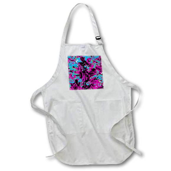 Apron - Abstract looking up at leaves of a shagbark hickory in blue and pink. Stamp City - abstract