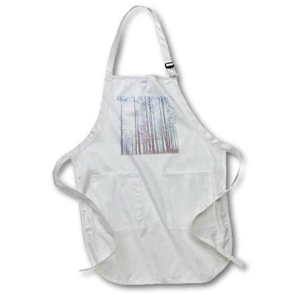 Apron - Photograph of a foggy morning through the pine trees on our property. Stamp City - landscape