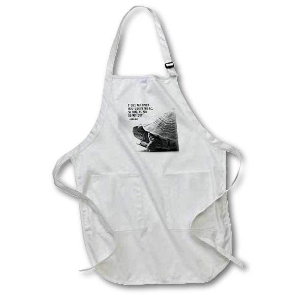 Apron - Black and white macro photo of a turtle with a quote from Confucious. Stamp City - typography - black and white - animal