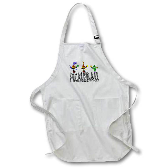 Apron - Funny Pickleball Players Trex Dinosaur, Llama and Pickle Playing Sports and Hobbies