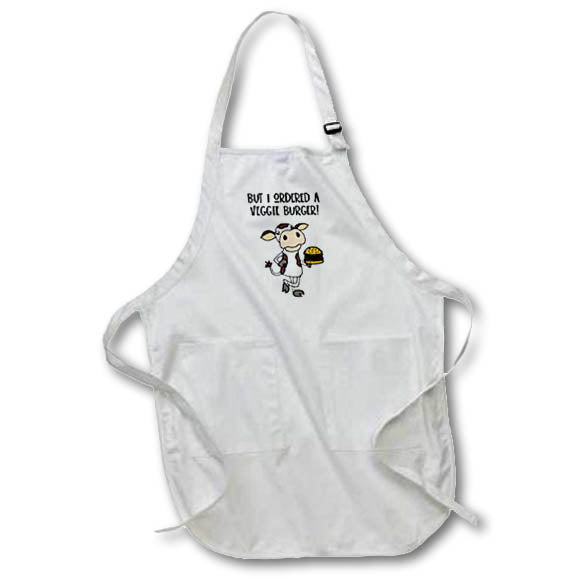 Apron - Funny Cow eating Hamburger ordered Veggie Burger Satire Funny