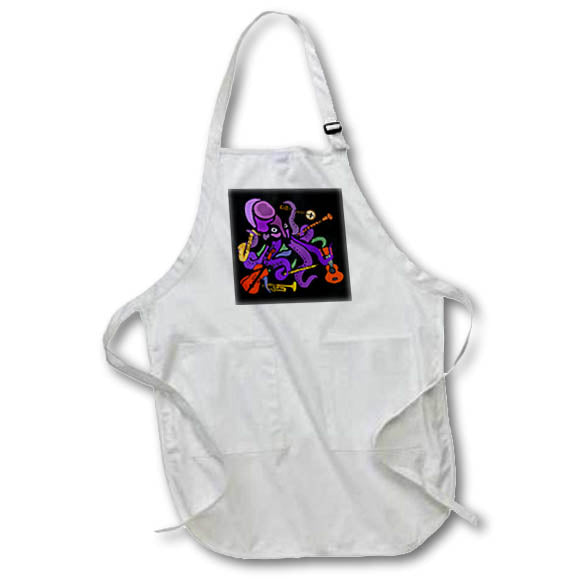 Apron - Funny Cool Purple Octopus Musician Playing Musical Instruments Band Funny