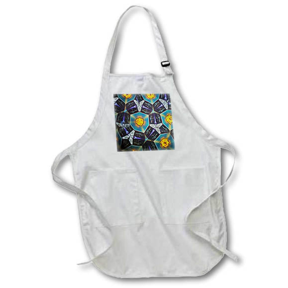 Apron - Image of Bright Gold Inside Of turquoise On Top Of Black Pattern lens Art by Florene - Mandala Fractals