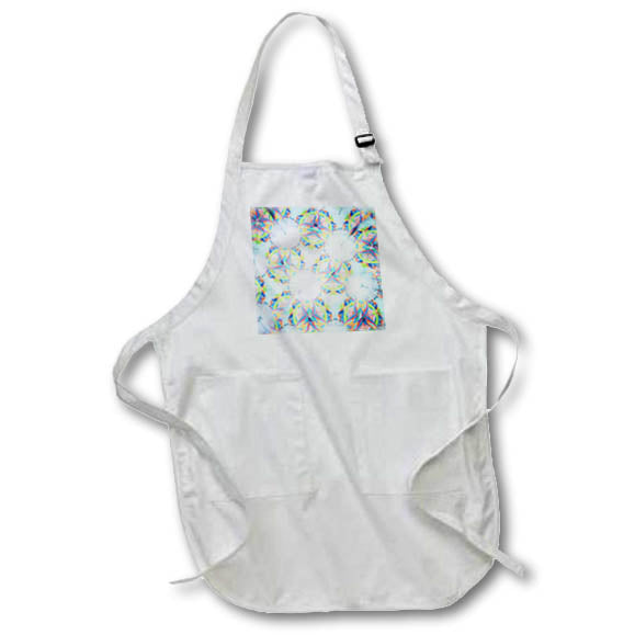 Apron - Image of Bright Orange Green And Blue With Puffy White Overlay lens Art by Florene - Mandala Fractals