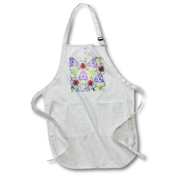 Apron - Image of Purple Rose And Lime Floral Mandala Nature Inspired lens Art by Florene - Mandala Fractals