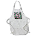 Apron - Image of Green Leafy SnowflakeFloats Over Pink Triangles Mandala lens Art by Florene - Mandala Fractals