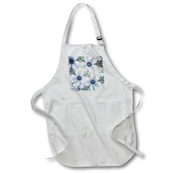 Apron - Image of Blue Green And White Calm Pretty Mandala Design lens Art by Florene - Mandala Fractals