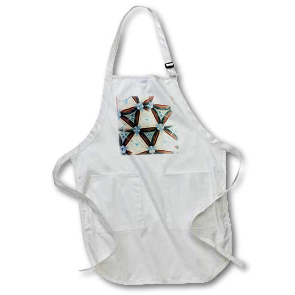 Apron - Image of Brown And Blue Triangles Over Icy White Triangles lens Art by Florene - Mandala Fractals